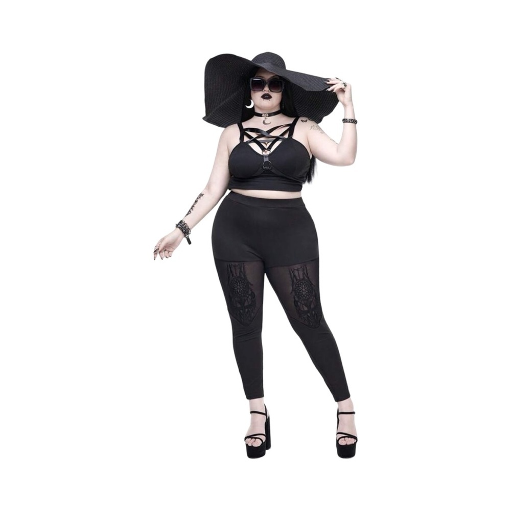 Gothic 14/1XL Plus Curve Black Lace Detail Women's Pants
